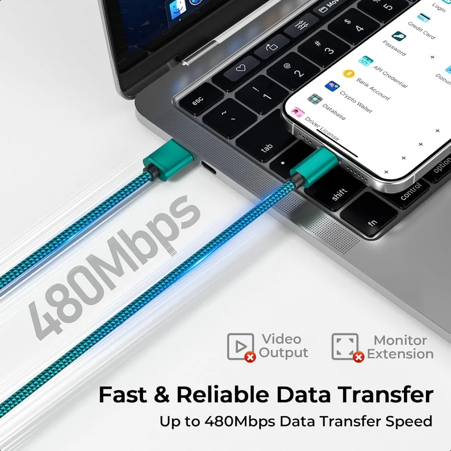 كابل Carplay للسيارة لهاتف iPhone 16 15 Pro Max 3Pack 3.3 6.6 10FTUSB A إلى USB C سلك شاحن سيارة لجهاز iPad Pro 10 Air 4 5 Mini 7 6 A