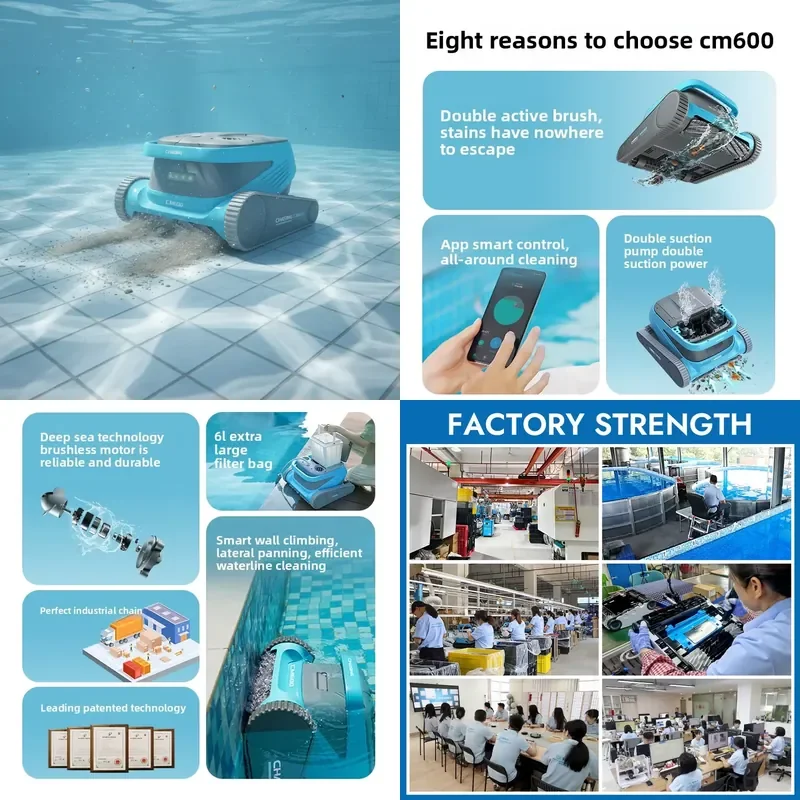 STROVAN High Quality Plug-Powered Pool Robot Navigation IP68 Waterproof Eco-Friendly Low-energy Strong Suction Universal Pool
