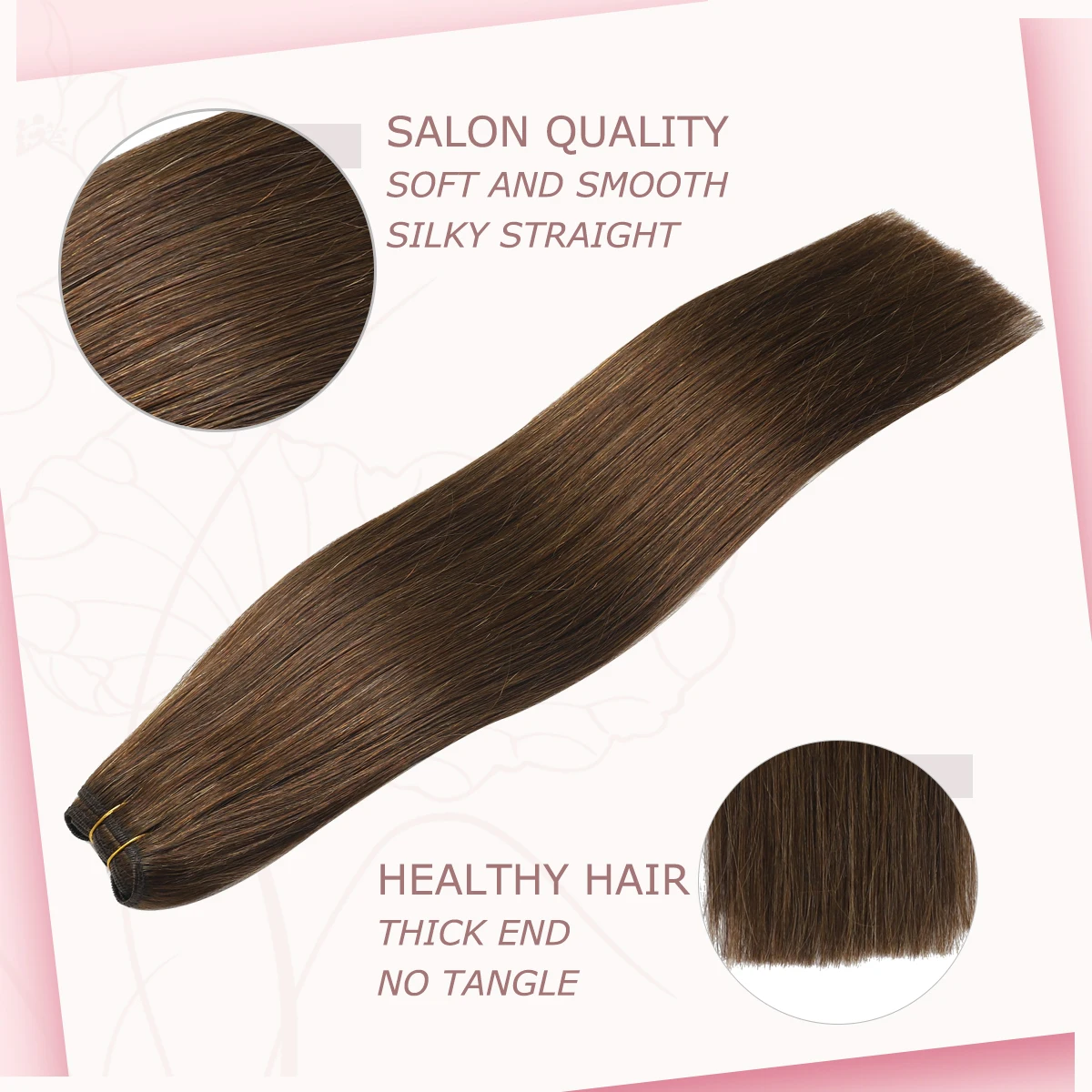 Sindra Weft Hair Extensions Medium Bruine Kleur Haarbundels Menselijk Haar Inslag Hair Extensions 14-22 Inch 100G Huid Dubbele Inslag