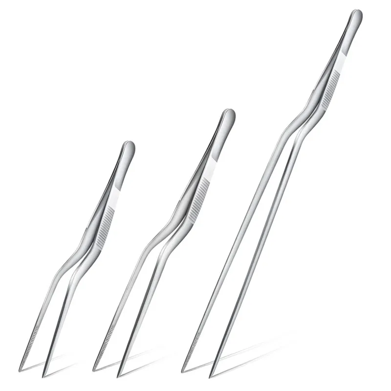 3 rozmiary Precyzyjne szczypce kuchenne ze stali nierdzewnej Pęseta do gotowania żywności Piknik Grill Dekorowanie ciast 14 cm 16 cm 20 cm