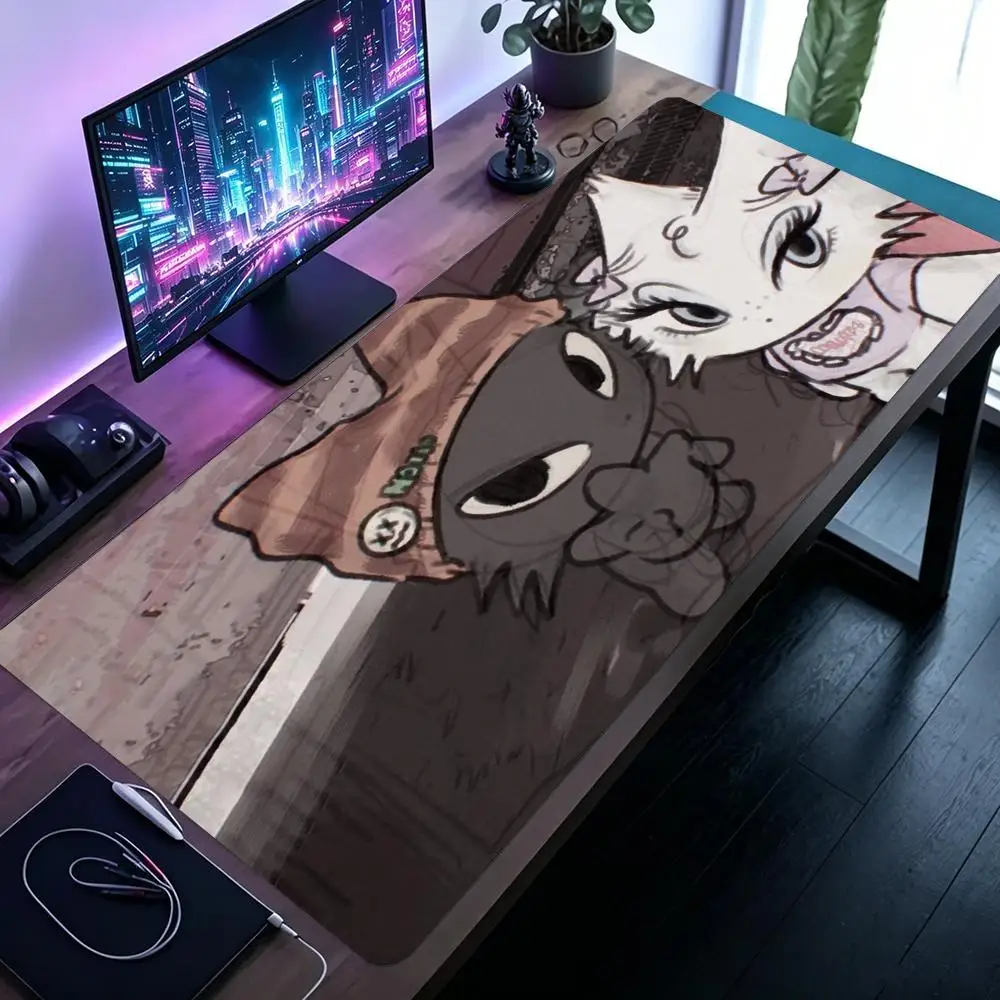 Retro Anime Two Cute Kitten Character Scene Playmat Fit Large Size Laptop Bedroom Daily Game Card Mat