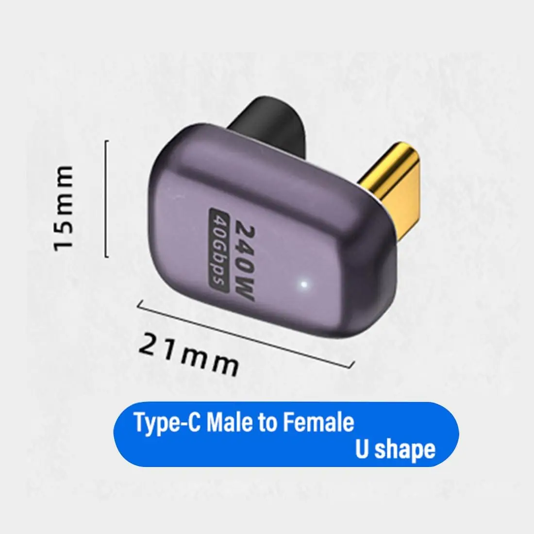 Type-C Male to Type-C Female convertor，PD240W 40gbps U-Shape USB C to C Adapter，Support 4K@120hz/8k 60hz Laptop Audio