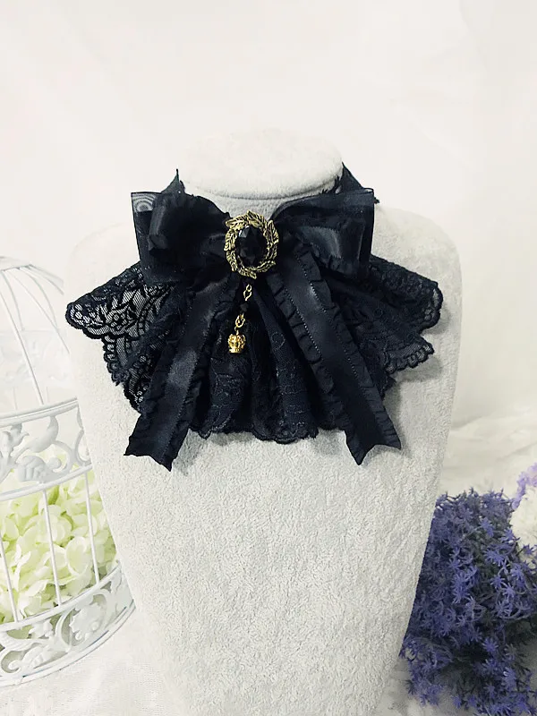 Original Lolita Lace Bow Gothic Court Elegant Lolita Bow Necklace Neck Accessories Collars for Women