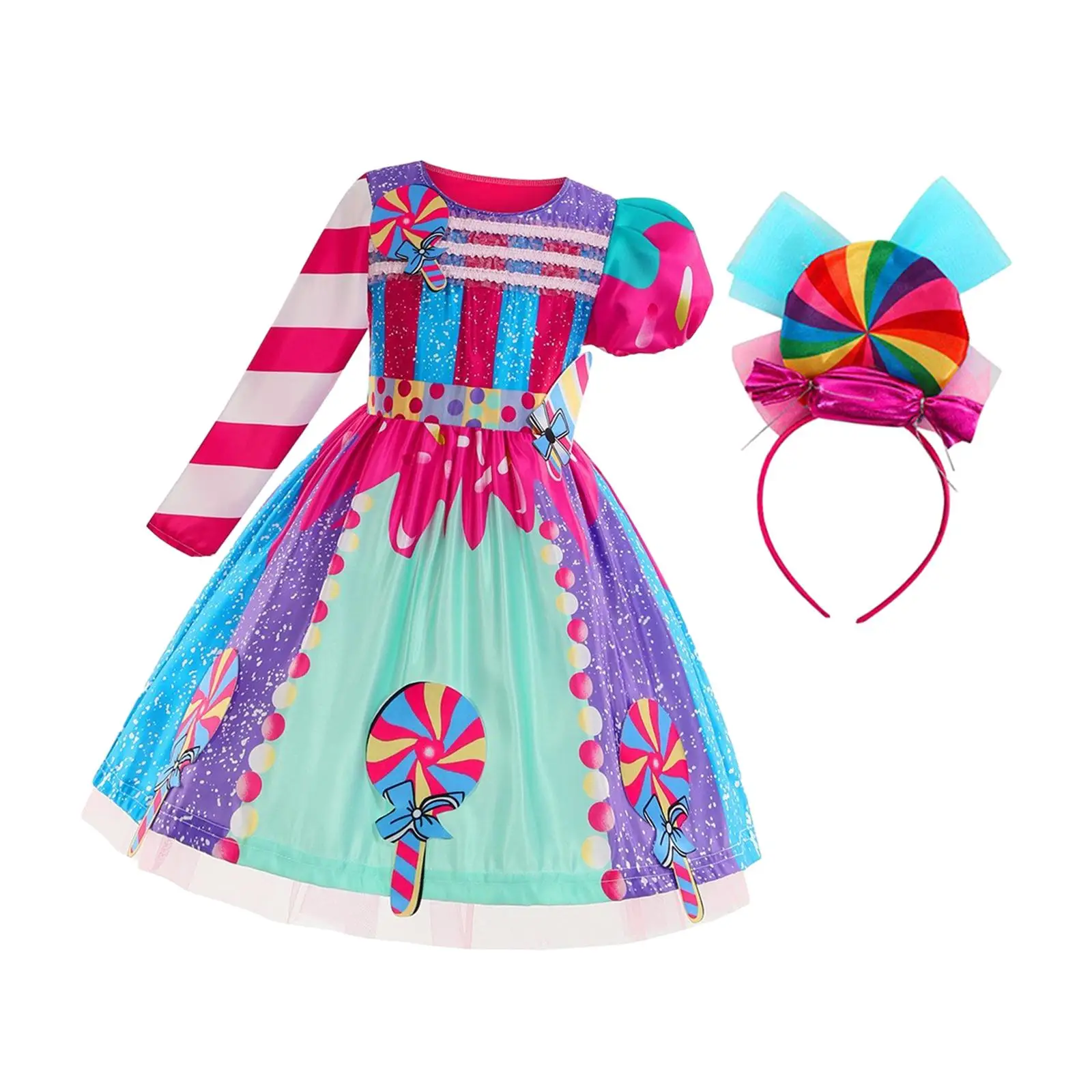 Lollipopjurk voor kleine meisjes met hoofdband Kleurrijk snoepkostuum voor verjaardag Carnaval Cosplay