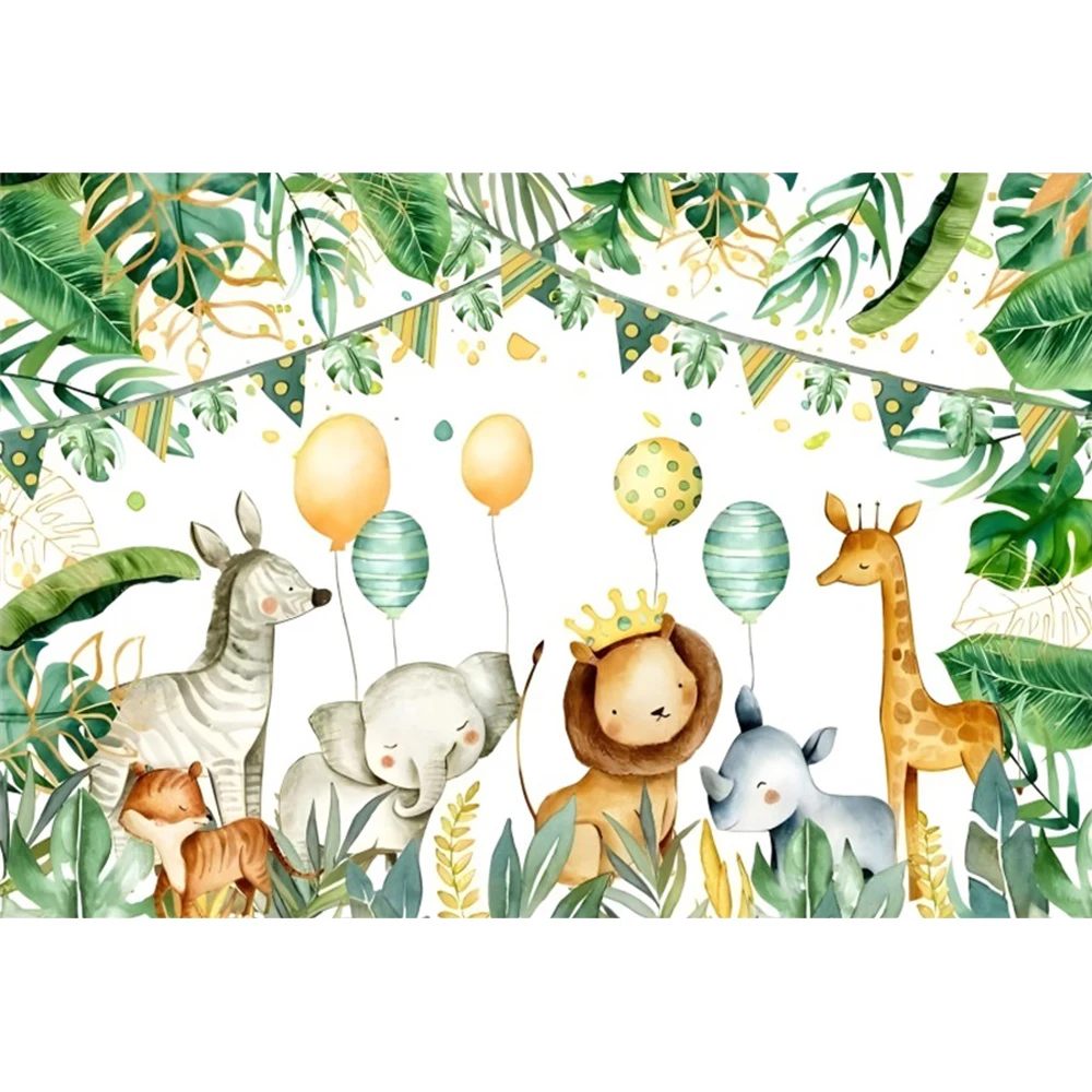 Jungle Animal Safari Party Background Backdrop Wild One 1st Happy Birthday Party Decoration Newborn Baby Shower Photo Background