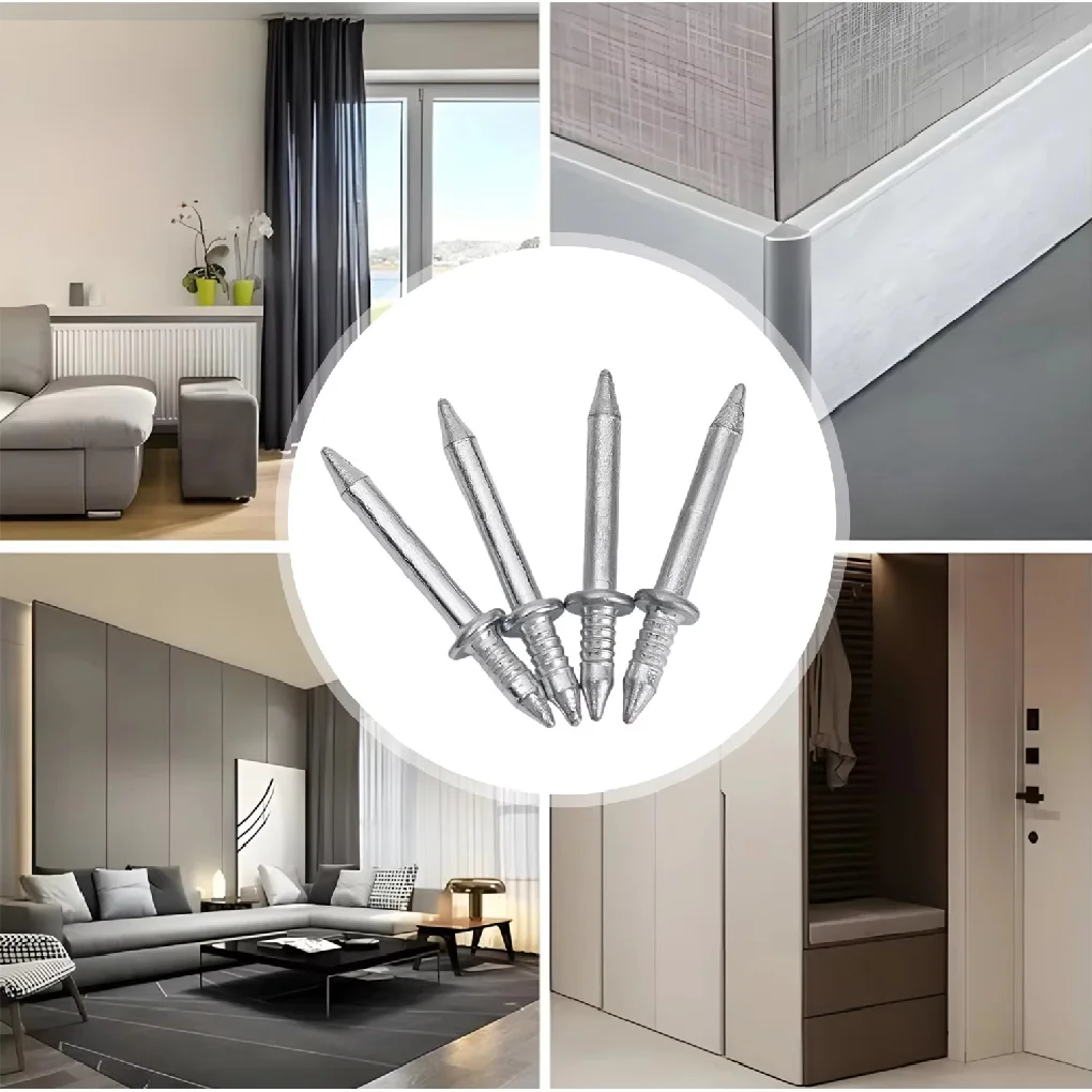 50-500pcs Double-Headed Wall Nails Thread Invisible Safety Screw for Skirting Boards Cement Metal Nails Wood No Trace Fixator