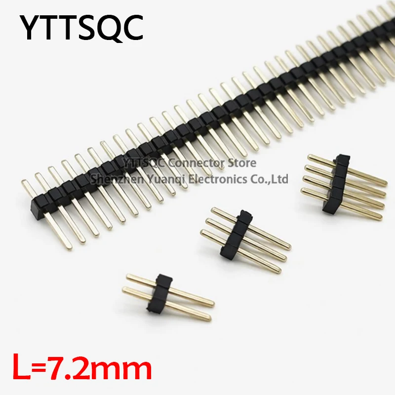 20pcs 10pcs 1.27mm Long Pin Straight Single Row L=7.2mm 1*2/3/4/5/6/7/8/10/40P 0.05