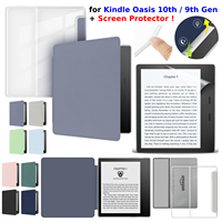 For Kindle Oasis 10th Generation Case 9th Gen + Screen Protector Sleep Cover PU Leather Transparent Acrylic Case 7'' Oasis Funda