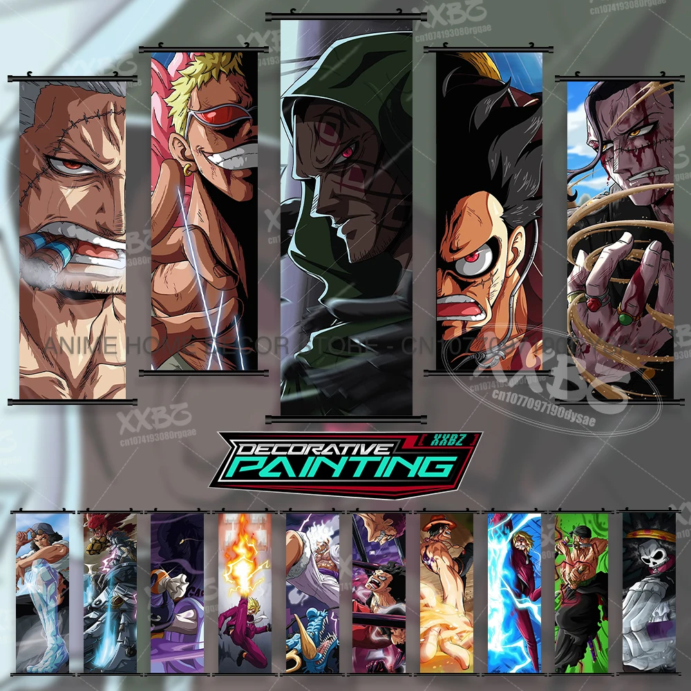 

Anime ONE PIECE Posters Roronoa Zoro Hanging Painting Monkey D. Luffy Scrolls Pictures Vinsmoke Sanji Home Decor Wall Artwork