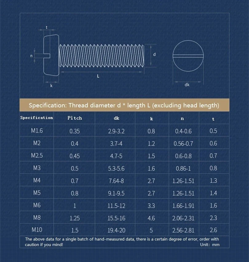 2-30pcs 304 Stainless Steel Slotted Cylindrical-head Screws, Slotted Screws, Round-head Bolts, Gb67 Slotted Bolts M1.6~m10