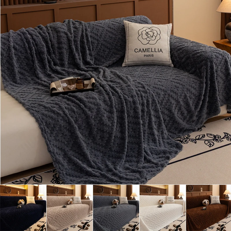 

Bohemian Style Soft Comfortable Cotton Velvet Thick Blanket for Autumn and Winter Warmth Living Room Sofa Protective Cover 1PC