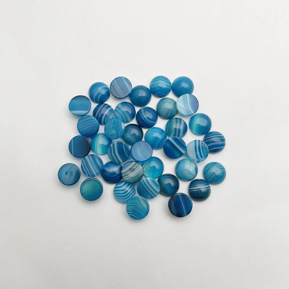 

fashion Good quality new Natural Stone Blue stripe agate round Bead 12MM cabochon 50Pc charm diy Ring accessories Free shipping