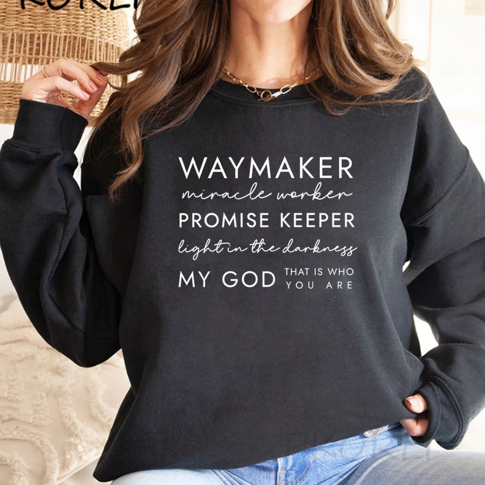 Christian Sweatshirt Waymaker Clothes Religious Gifts Women Crewneck Sweatshirts Faith Hoodie Bible Verse Pullover Christian Top