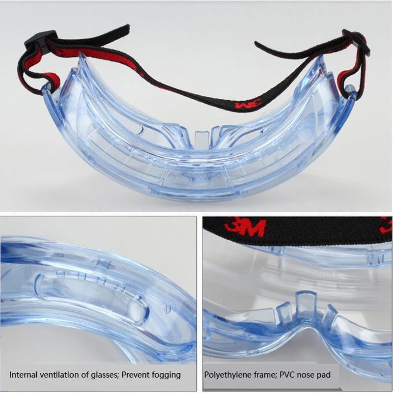 Lunettes de protection 3M 1623AF, grande Vision, protection contre les éclaboussures chimiques, transparentes, Anti-vent, sable, poussière, chocs, polissage