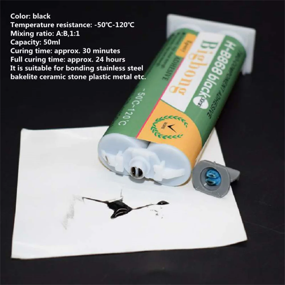 5 Stück statische Mischdüsen, Mischrohr und 50 ml schwarzer AB-Klebstoff 1:1, Epoxidharz, struktureller Klebstoff, hochtemperaturbeständiger, starker Epoxidklebstoff. – Detail 5