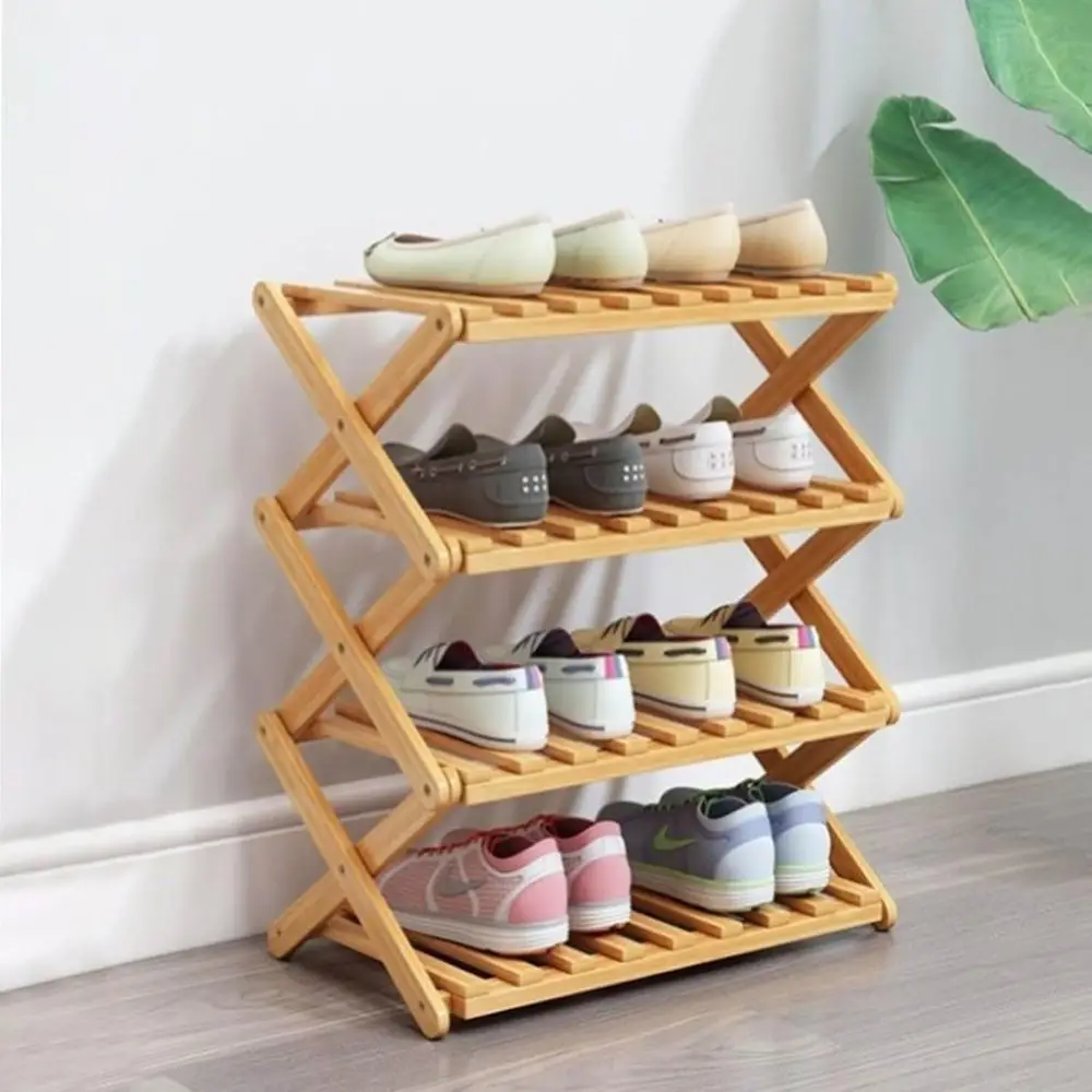 

4 Tier Bamboo Shoe Rack, Portable Shoe Storage, Perfect for Bedrooms and Small Spaces
