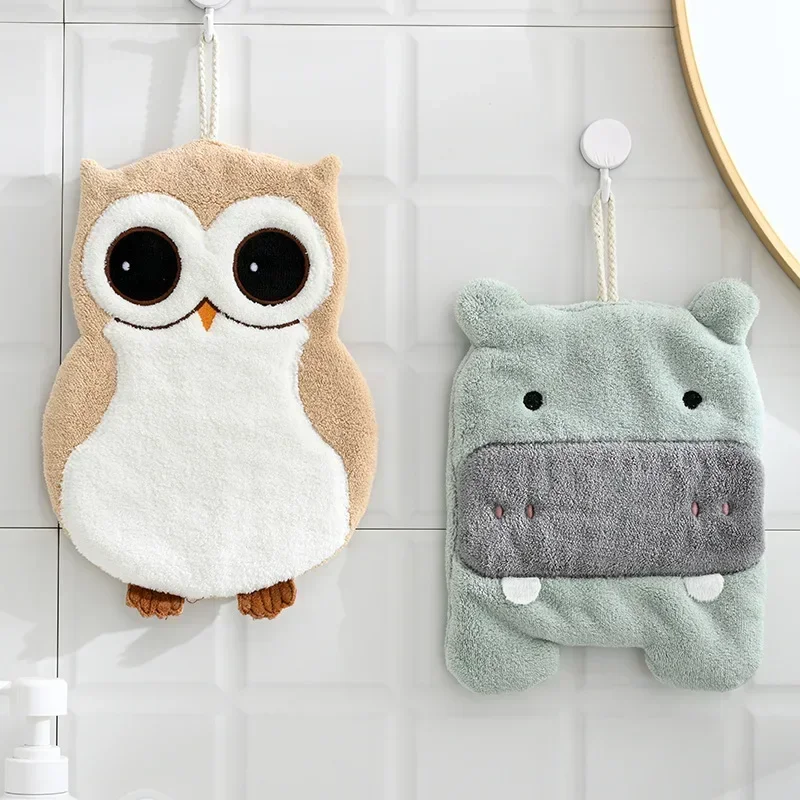 Cute Cartoon Animals Children\'s Hand Towel Quick Drying Microfiber Towels Elephant Hippo Style Kitchen Dishes Cloth Dishcloth