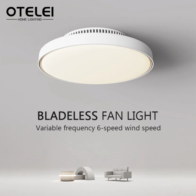 Invisible No Blade LED Ceiling Fan Light Strong Wind Low Decibel Remote Control Dimming Fan Light Bedroom Living Room Home Fan