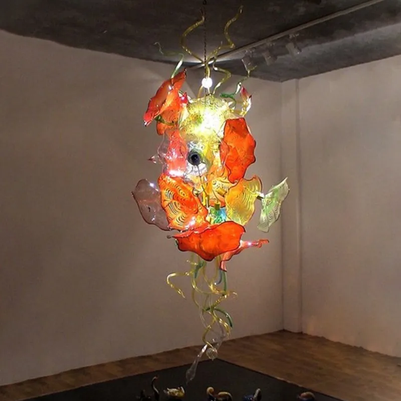 Italy Design Murano Flower Pendant Lights Hand Blown Glass Chandelier Hotel Home Party Art Decoration 32 by 56 Inches