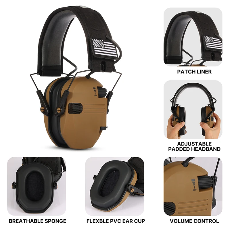 Shooting Active Headset Headphones for Shooting Electronic Hearing Protection Ear Protect Noise Reduction Active Hunting Earmuff