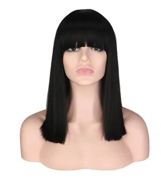 Synthetic Egypt Queen Cleopatra Wig, Short Straight Black