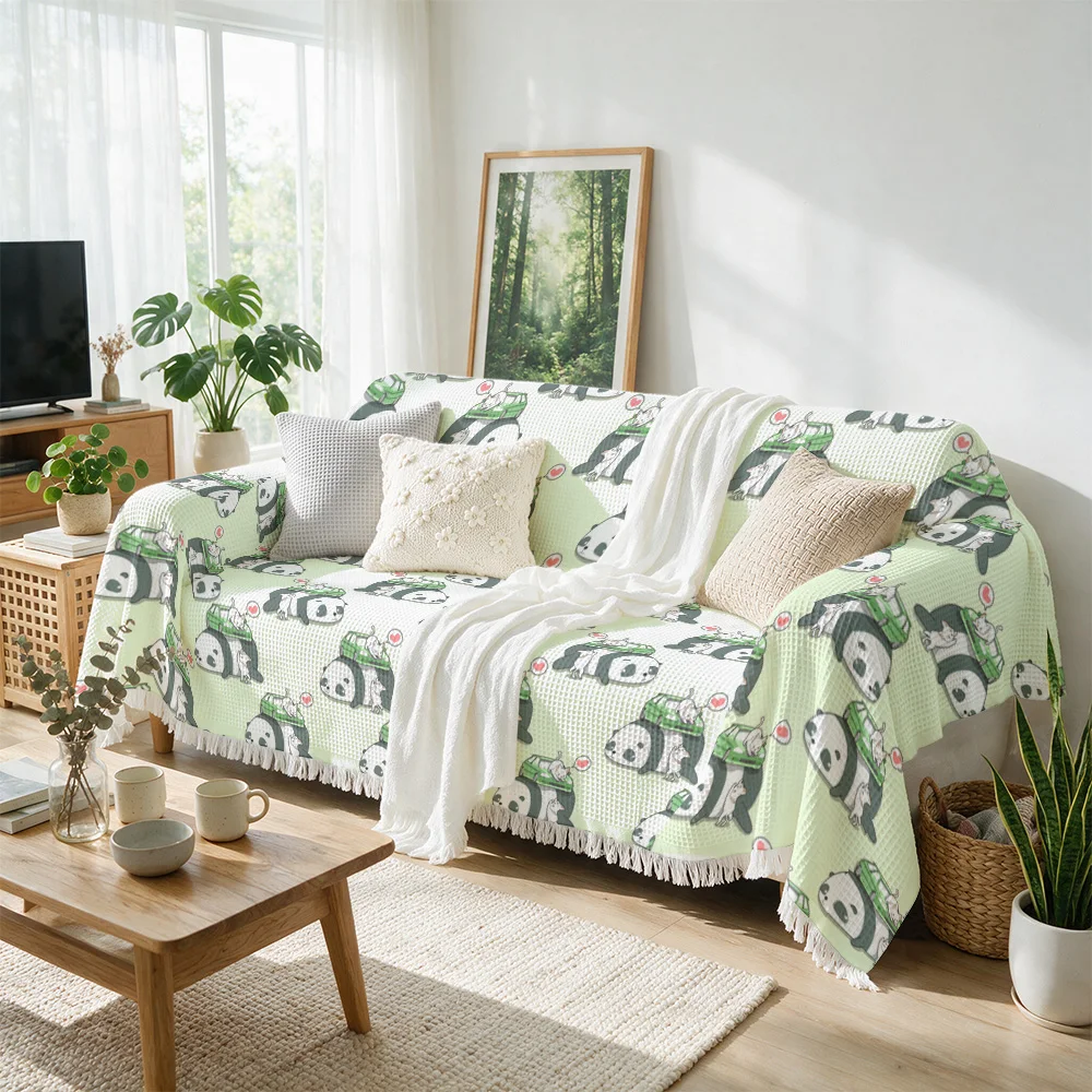 Cozy Cartoon Animal Print Throw Blanket for Sofa Couch Decorative Throw Fall Winter Seasonal Indoor Use Kawaii Plush Living Room