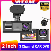 3 Channel Dash Cam 3-Lens Inside Vehicle Car DVR Three Way Cameras DVRs Recorder Video Registrator Dashcam Camcorder FHD 1080P