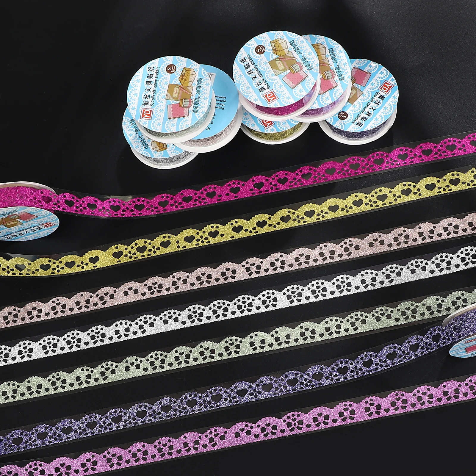 

5 Pcs/set Vintage Colorful Hollow Love Bow Tie Lace Landscape Tape Creative DIY Journal Material Collage Scrapbooking Stationery