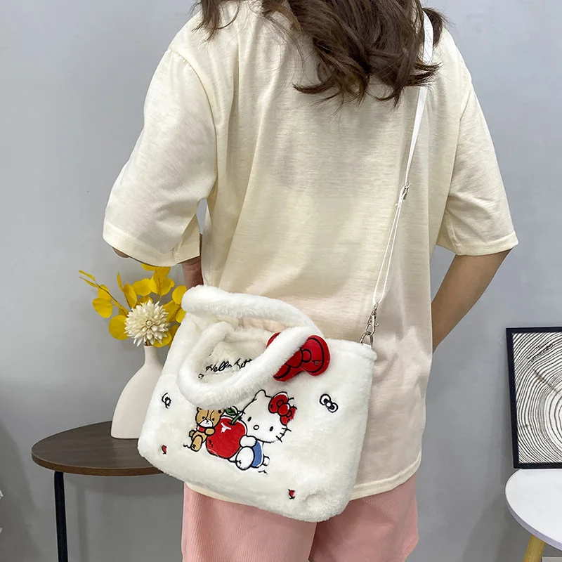 Sanrio Hello Kitty Kawaii Plush Bag Y2k Cinnamoroll Tote Handbag My Melody Plushie Storage Stuffed Toys Bags For Women Gifts