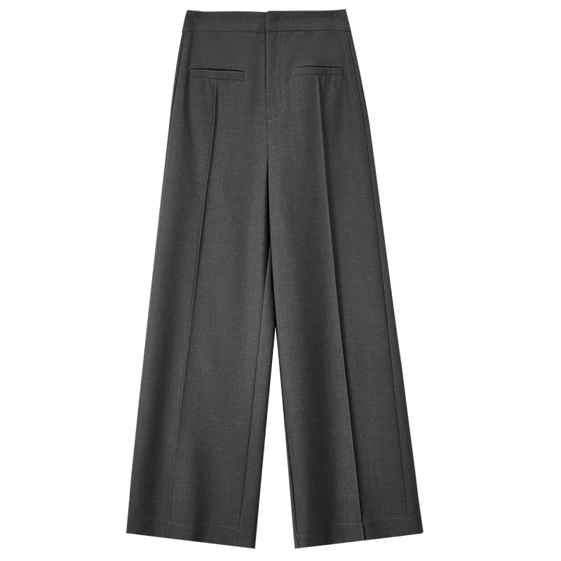 SENTUBILA 2025 Women's High Waist Wide Leg Pants Lip-Shaped Pocket Detail Office Women Trousers High Quality Clothing 152K80371