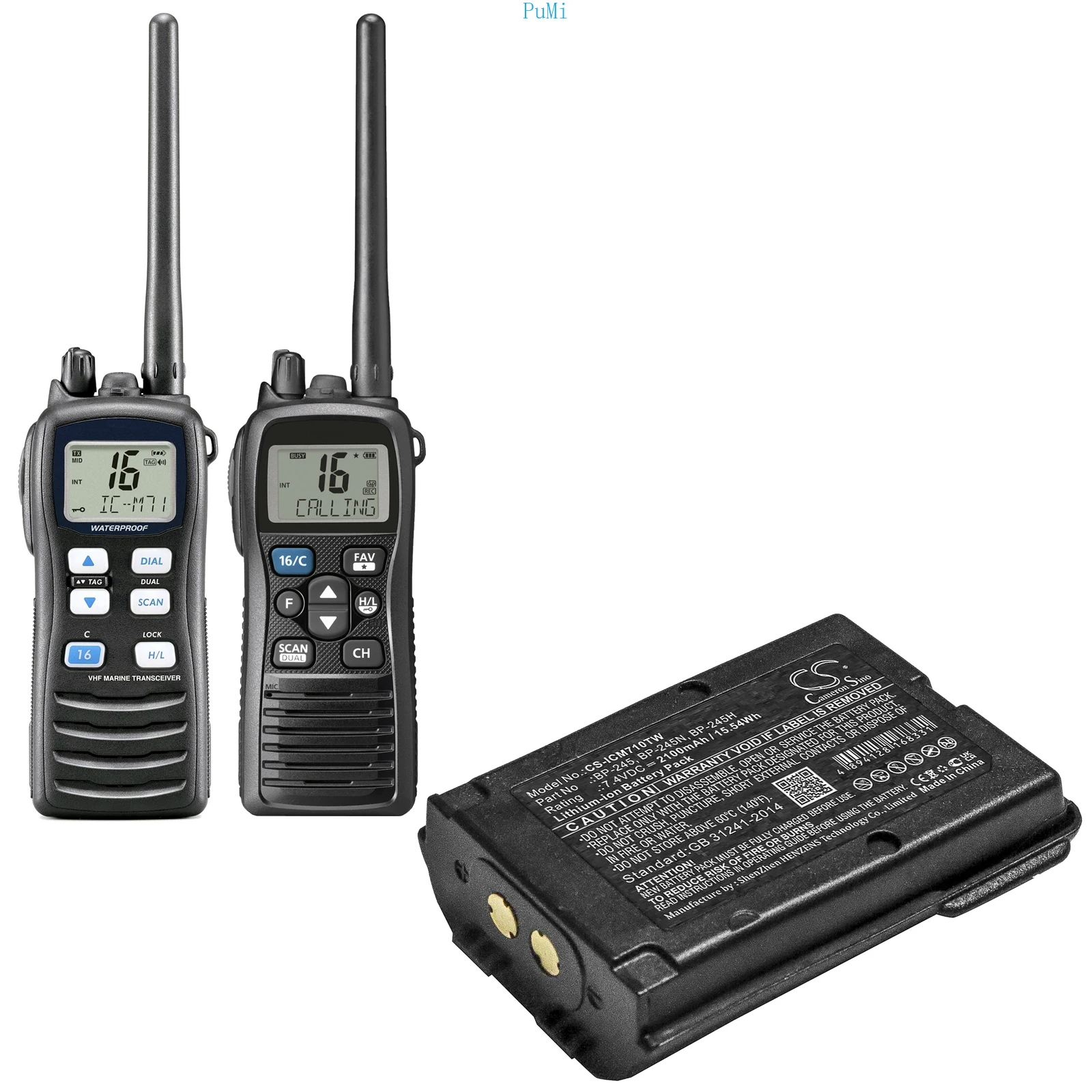 CameronSino Two Way Radio Battery For Icom BP-245 BP-245H BP-245N IC-M71 IC-M72 IC-M73 Euro IC-M73 Plus 2100mAh