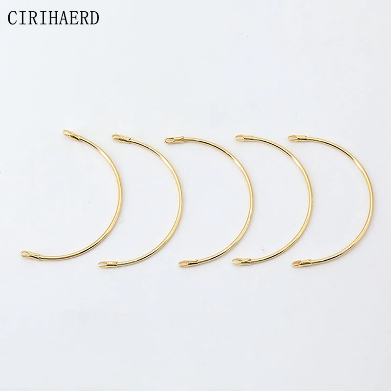 

Real Gold Plated Double Hanging Curved Tube Connectors Bracelet Components For Bangles Jewelry Making Supplies Craft Materials