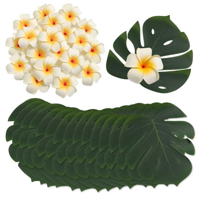 10 Stück künstliche Blumen, Palmblätter, künstliche Plumeria-Blumen für hawaiianische tropische Partys, Heimdekoration, Hochzeitsdekoration – Detail 7