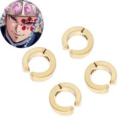4Pcs Anime Uzui Tengen Cosplay Earrings Golden Titanium Steel Circular Ear Clips Men Women Ear Buckle Fashion Accessories