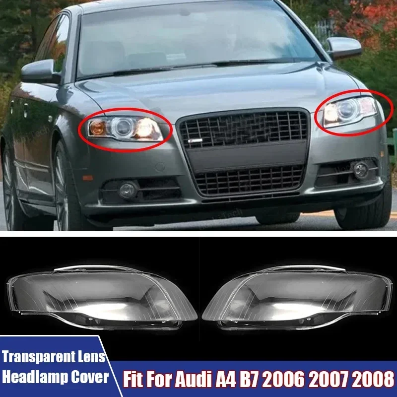 High Quality New Auto Headlamp Cover Transparent Lens Fit For Audi A4 B7 2006 2007 2008 Car Accessories Headlamp Lampshade Shell