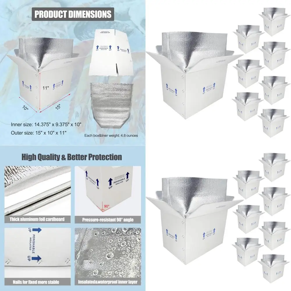 

Двухслойные термоизолированные коробки для перевозки гнилопрочувствуемых и замороженных продуктов, набор из 8 многоразовых почтовых коробок с вкладышем для защиты от масляных брызг