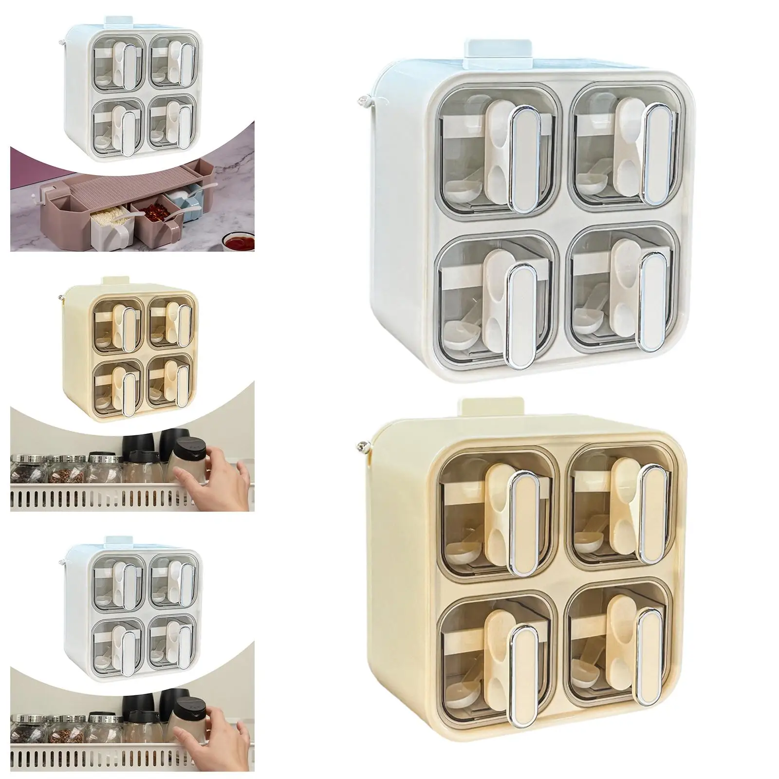 

Настенный органайзер для специй, 4-сетка, самоклеящаяся настенная банка для приправ, контейнер для хранения приправ для ресторана, буфетов, кладовой