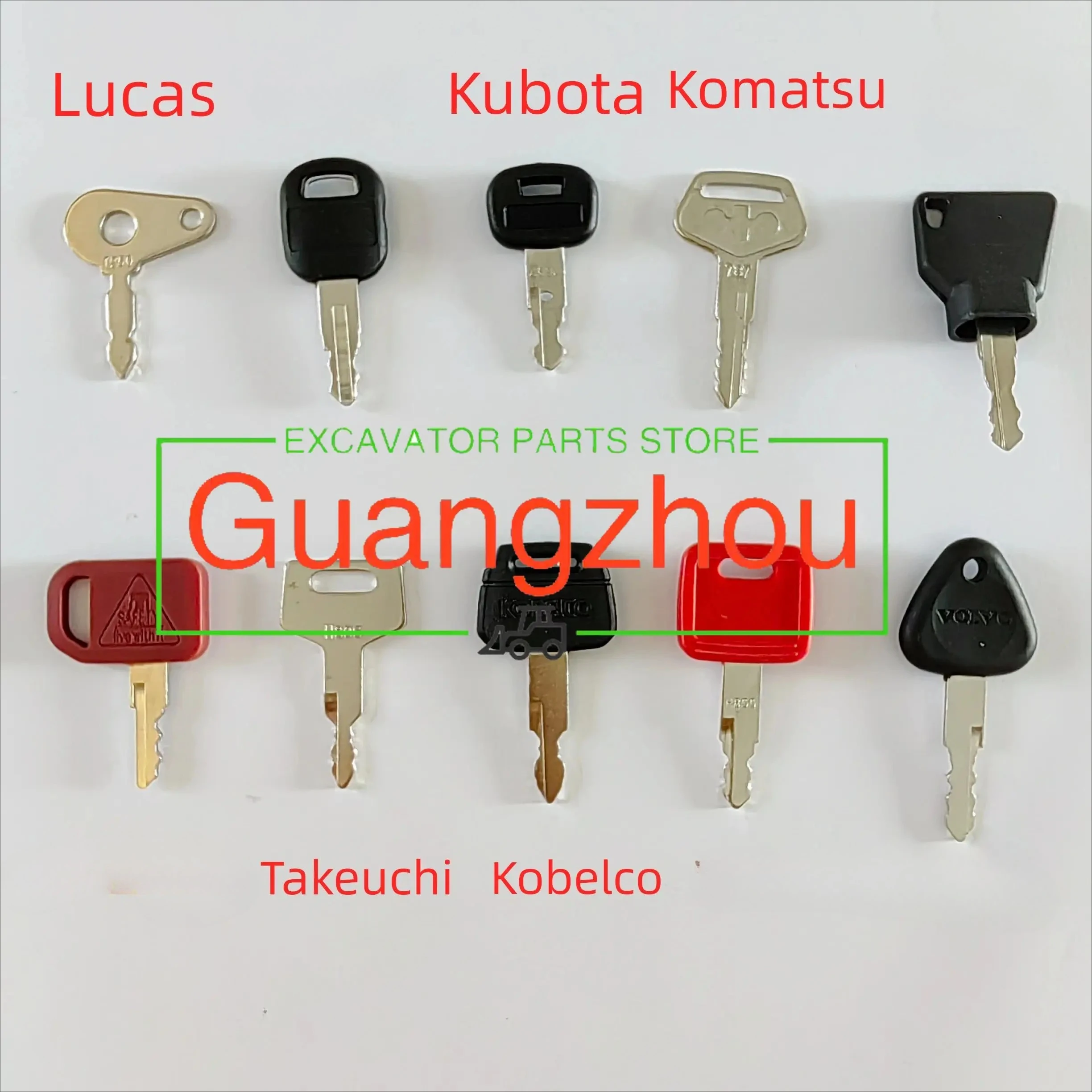 10PCS Machinery Master Key Set for Kubota Komatsu Kobelco Takeuchi LucasMachinery Digger New H800 787 777 5P8500 T250 459A