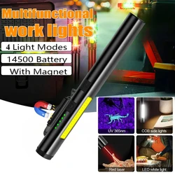 Mini USB Rechargeable LED Flashlights Portable Pocket Pen Clip light for Work Emergency Outdoors Waterproof Lantern with Magnet