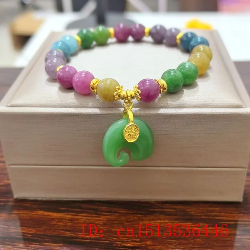 Customized Natural Colored Jade Bracelet Beads Elephant Bracelet Round Hand Weaving Jewellery Fashion Man Woman Luck Amulet New