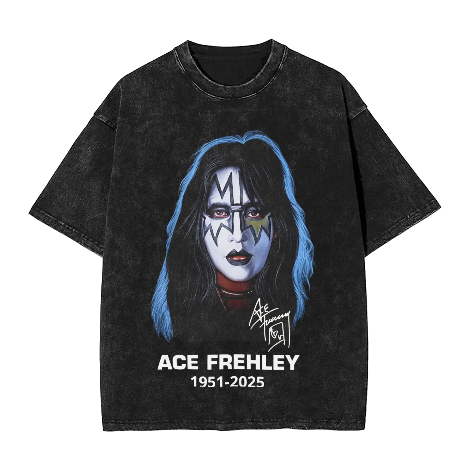 

Ace Frehley 1951–2025 Rock Legend kiss band spaceman T Shirts Hip Hop Washed Short Sleeve Oversize T-Shirts Men Women Streetwear
