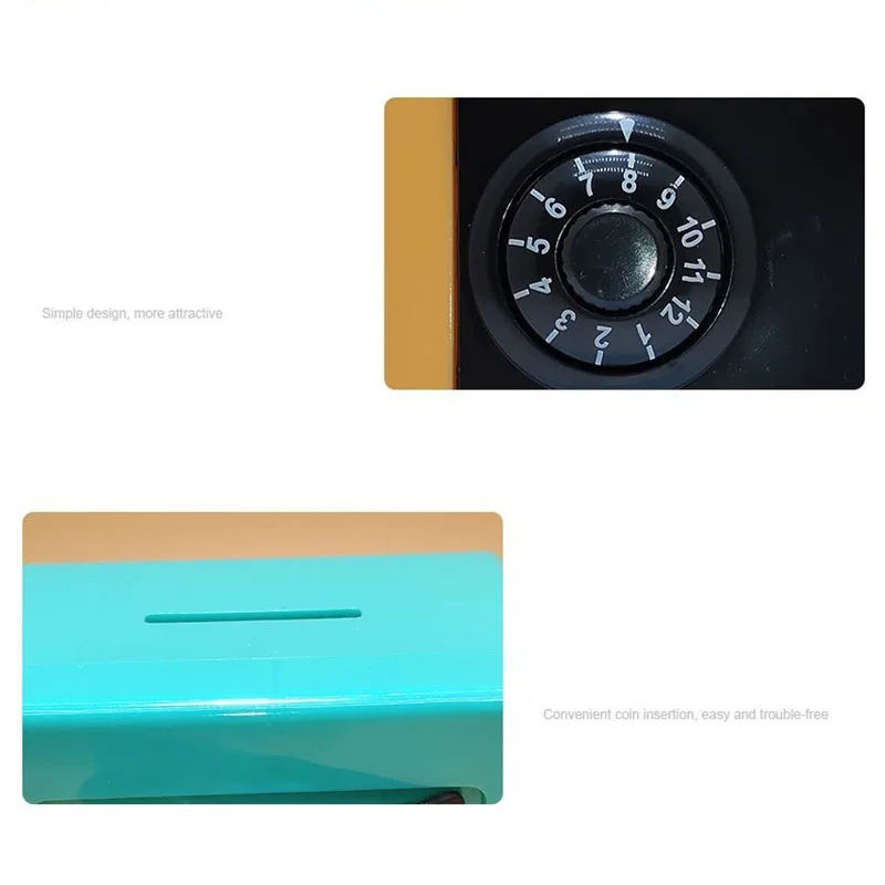 صندوق نقود بنك صغير مع كلمة مرور دوارة ، صندوق توفير ، إيداع تلقائي ، صحافة تلقائية ، آمنة ، هدية عيد الميلاد ، عملات معدنية