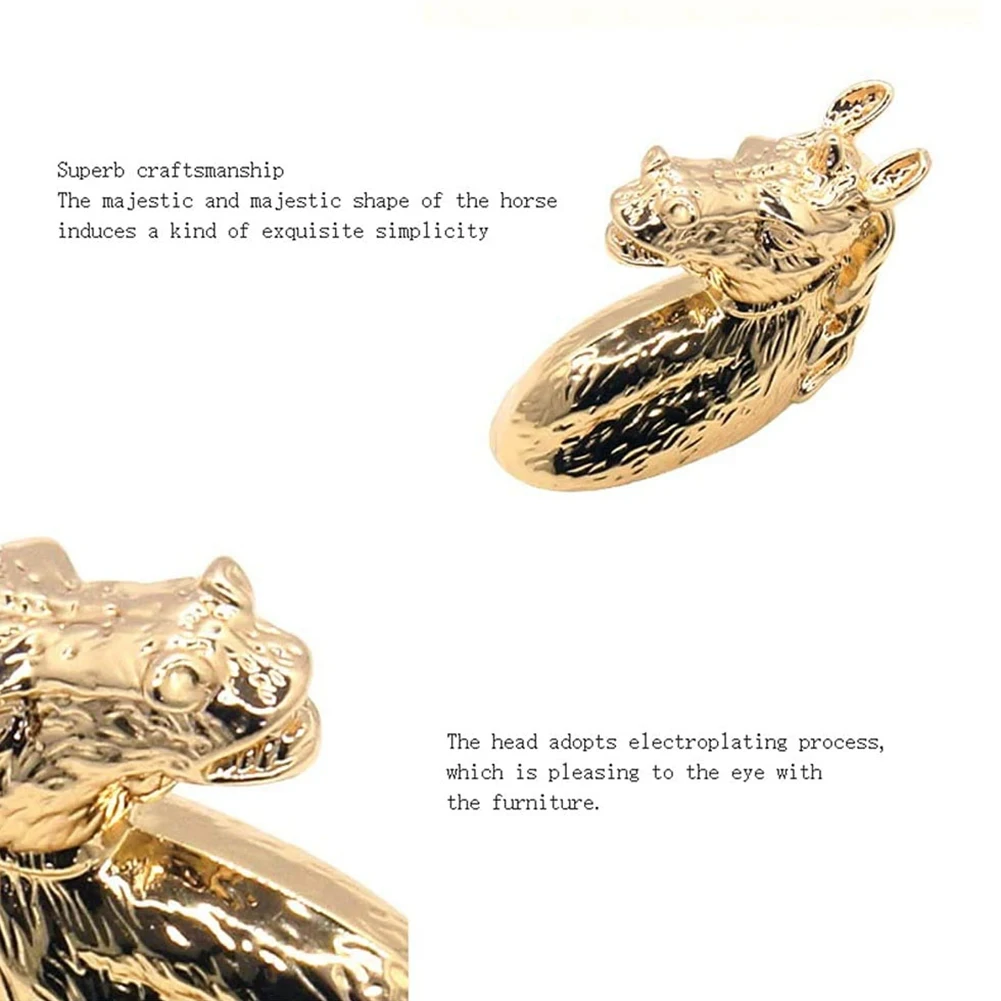 2 قطعة مقابض الأبواب العتيقة مقبض الحيوان الحصان رئيس سبائك الزنك مقبض كابينة مقبض مع مسامير (الذهبي)