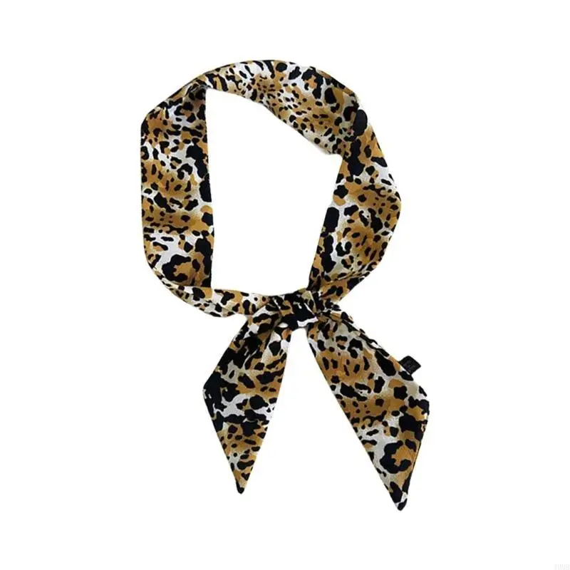 Stylish Leopard Pattern Thin Silk Neck Scarf Fashionable Neckerchief Lightweight 49MB