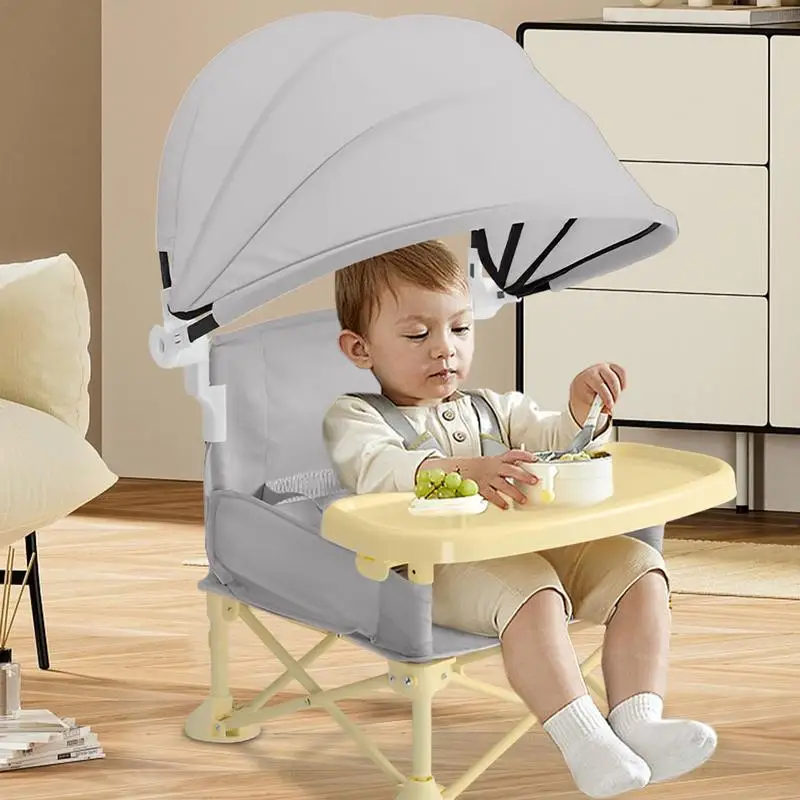 Toddler Feeding Chair Baby Furniture Supplies Booster Seat Dining Chair With Removable Tray And Sunshade For Baby  Travel Beach