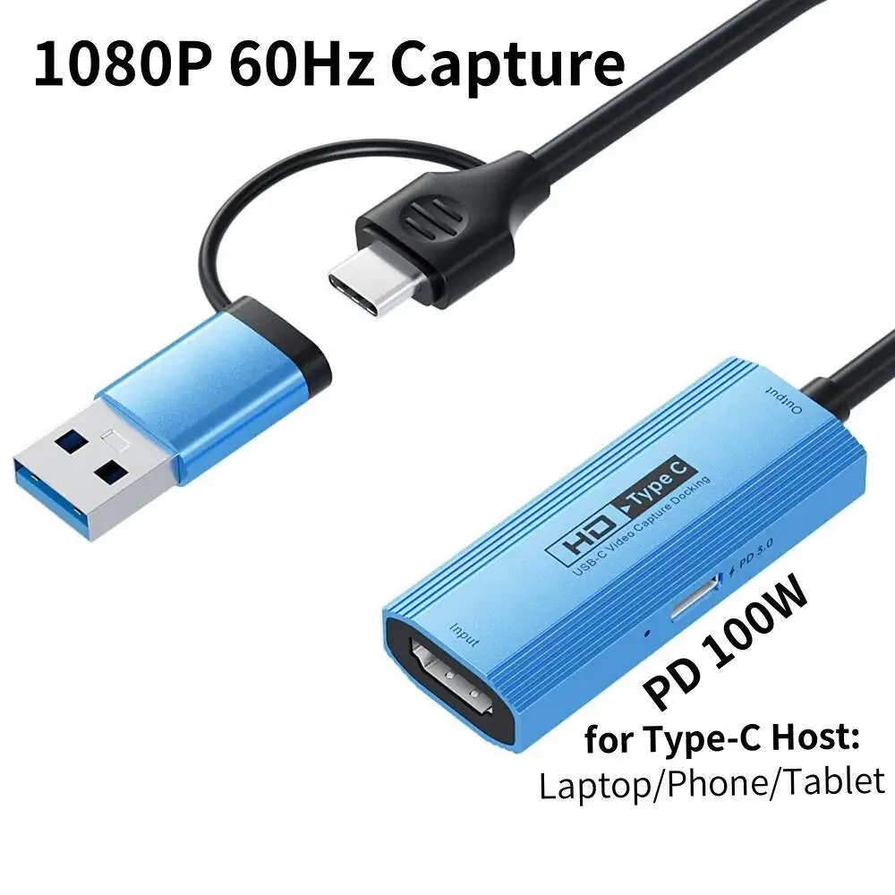 HDMI 4K Kompatibel dengan Kartu Pengambilan USB 3.0 A/C 1080P 60Hz Perekaman Akuisisi untuk PS4/5 Switch Kamera Game PC Streaming Langsung