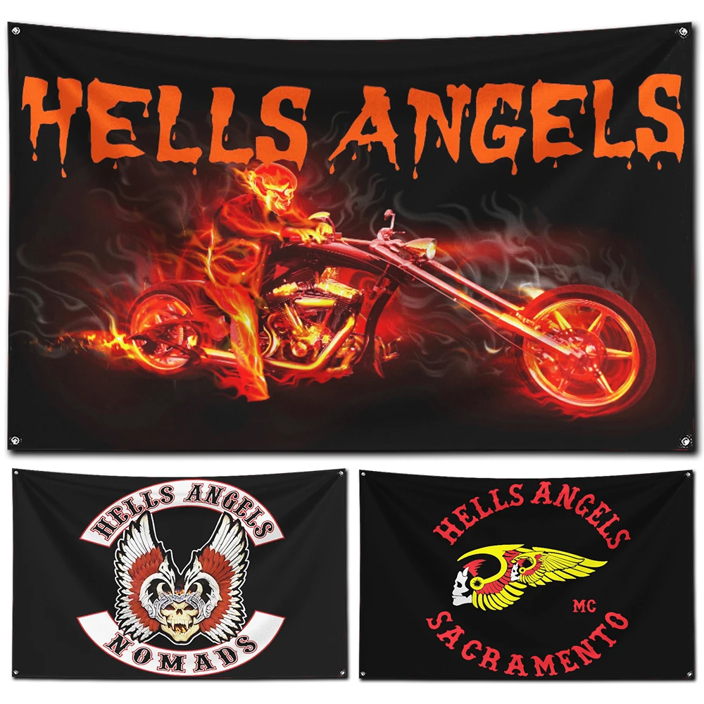 

60x90cm Hells Angels MC Flag Polyester Digital Printing Banner for Garage Wall Art Out Door Decoration