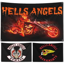 60x90cm Hells Angels MC Flag Polyester Digital Printing Banner for Garage Wall Art Out Door Decoration