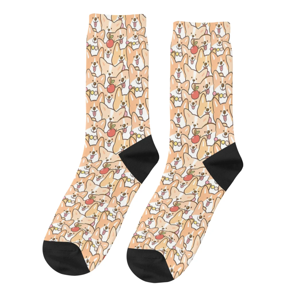 Dog Pattern Happy Men's Socks Vintage Corgi Dog Animal Harajuku Crazy Crew Sock Gift Pattern Printed