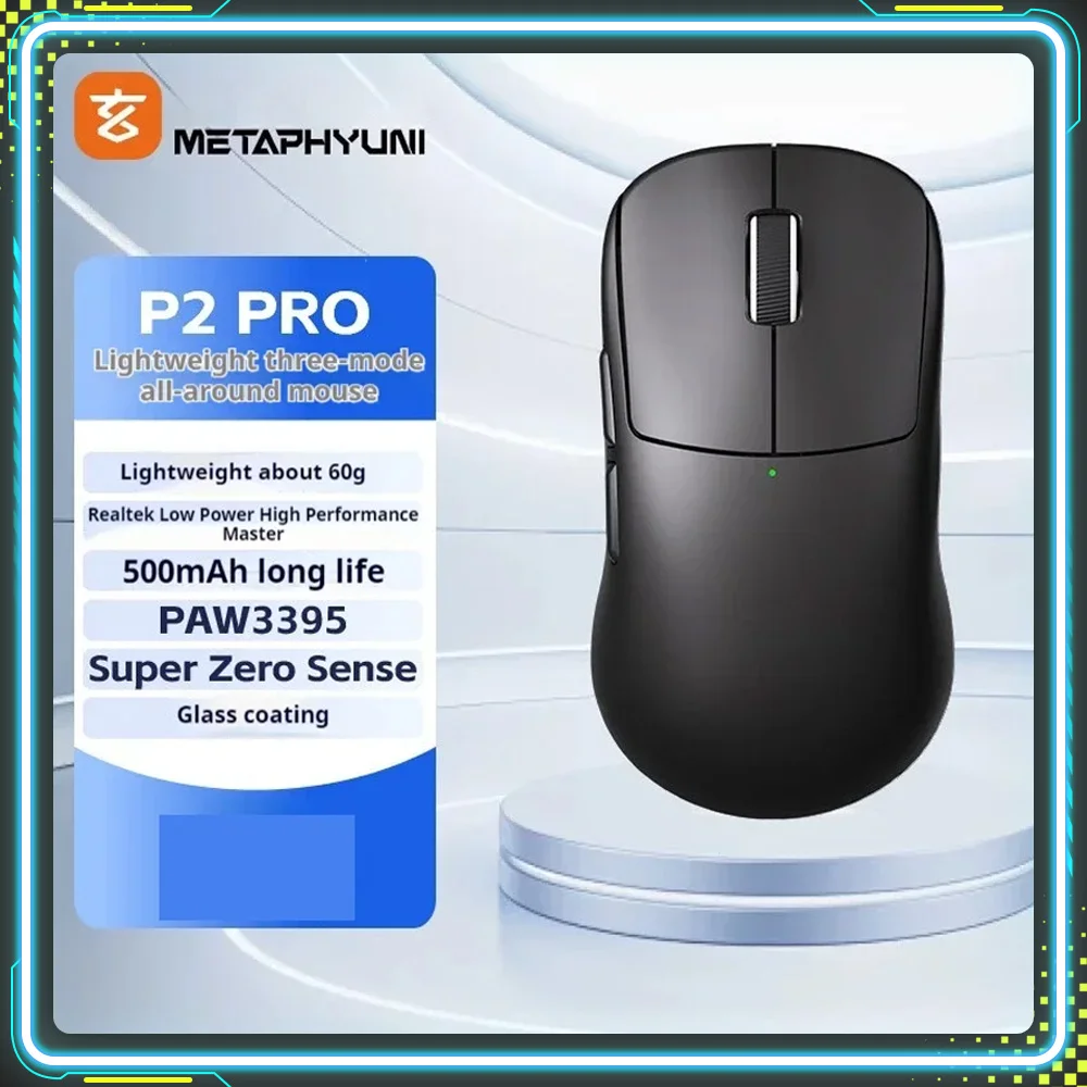 

Promotional Products Metapanda P2 Pro Black Gaming Mouse PAW3395 Lightweight Custom Wireless Tri-mode Mice PC Accessory Gifts